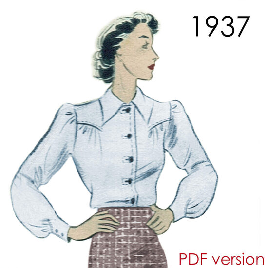 1937 Blouse. Bust 100 cm (39.4"). PDF pattern.